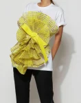 Metallic Yellow Pleated Belt