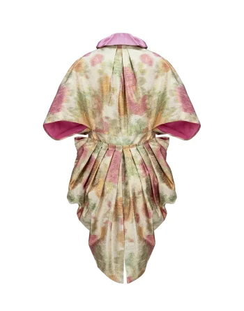 Back view of 1920s inspired cape coat jacket with collar