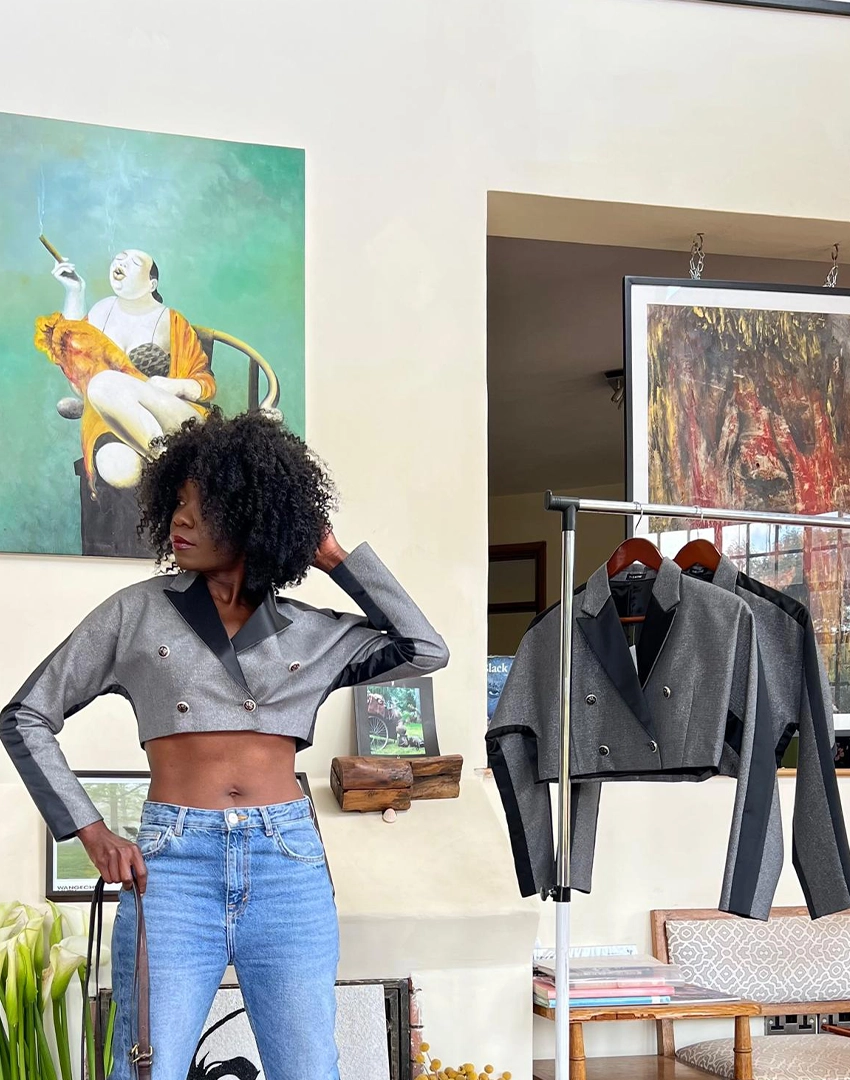 Cropped Jacket - Silver Tone Cropped Jacket - Silver Tone