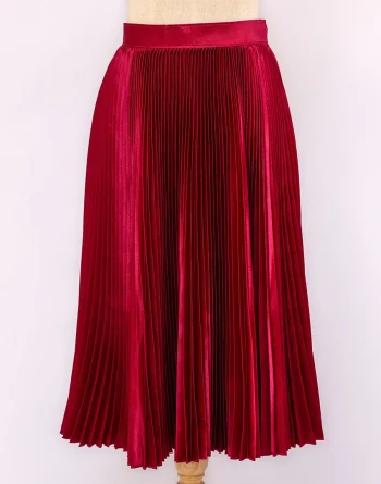 Metallic Pink Pleated Skirt