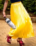 Metallic Yellow Pleated Skirt