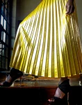 Metallic Yellow Pleated Skirts