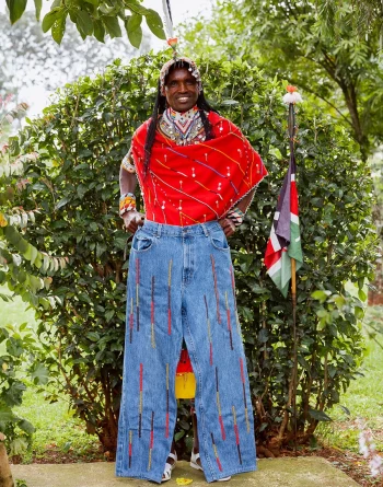 Blue Denim With Mixed Bead