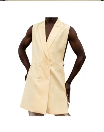 Side view of light yellow vest in stripes