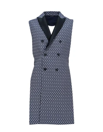 Long Vest Jacket - Herringbone, Open Back