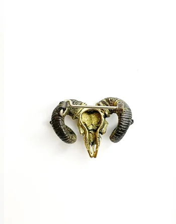 Aries Ram Skull Brooch in White Brass