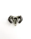 Aries Ram Skull Brooch in White Bronze