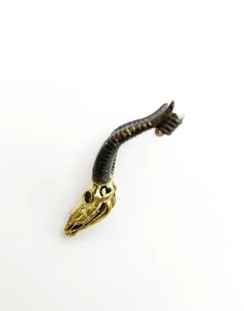 Goat Skull Brooch In White Brass