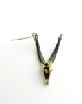Goat Skull Brooch In White Brass Sided