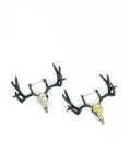 Stag Skull Brooch Solid Brass