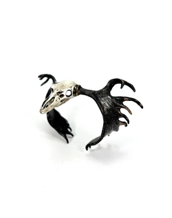 Moose Skull Bangle In Polished Ivory Enamel