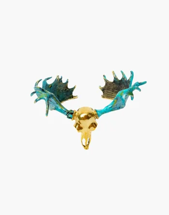 Moose Skull Brass Bangle - Patina Horns