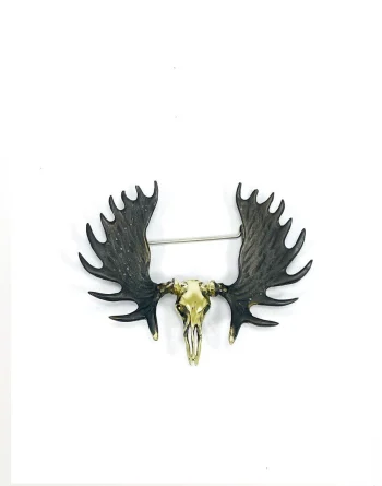 Moose Skull In White Brass