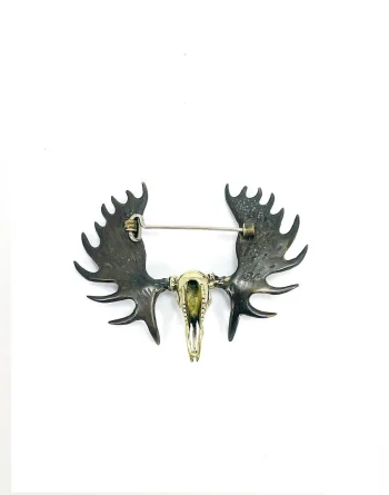 Moose Skull In White Brass