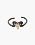 Ram Goat Skull Bangle - White Bronze & Blackened Horns