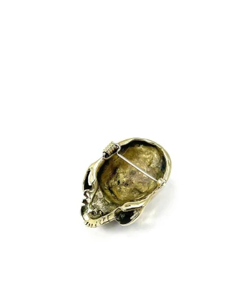 Skull Brooch Solid White Brass