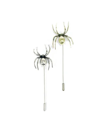 Spider Lapel Pin White Bronze