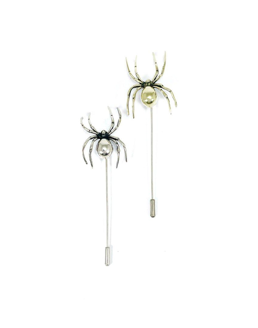Spider Lapel Pin Solid Brass Bronze Spider Lapel Pin White Bronze