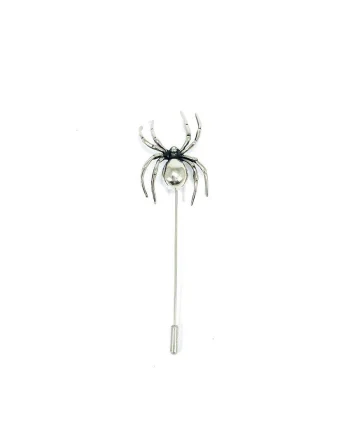 Spider Lapel Pin White Bronze
