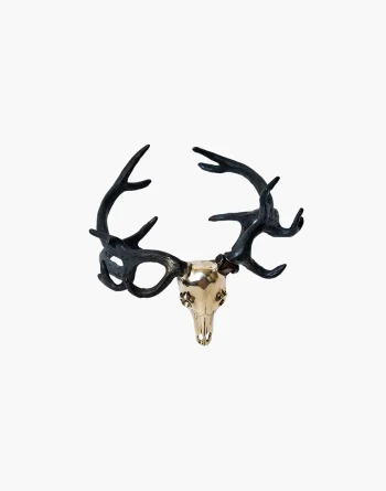 Stag Deer Skull Bangle White Bronze Blackened Horns, gothic animal skull bracelet, detailed antlers, artisan jewelry