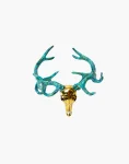 Stag Deer Skull Brass Bangle - Patina Antlers