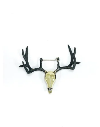 Stag Skull Brooch Solid Brass