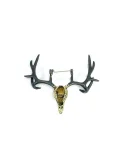 Stag Skull Brooch Solid Brass