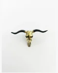 Taurus Bull Skull Brooch In White Brass