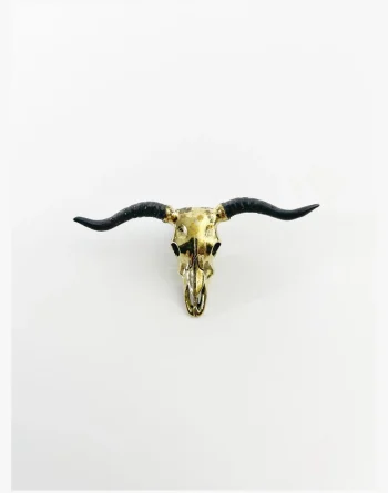 Taurus Bull Skull Brooch In White Brass