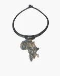 Antique Bronze African Map Necklace