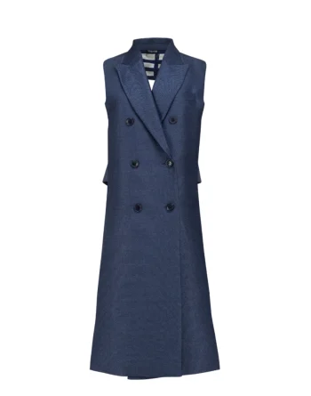 Long Bare - Back Vest, Blue Checquered