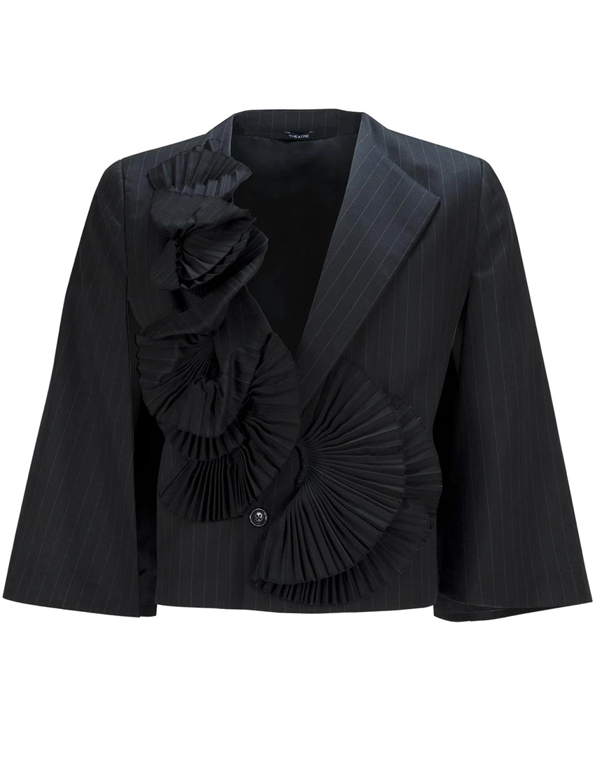 Black with Pleated Floral Detail Black with Pleated Floral Detail