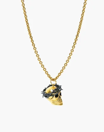 Thorns Golden Brass Skull Necklace