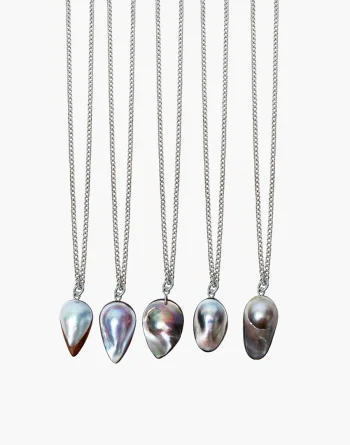 Blister Pearls With Silver Chain