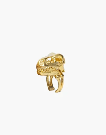 Brass T-Rex Dinosaur Skull Fossil Ring - Jurassic