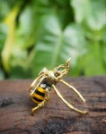 Flying Bee Ring – Brass With White Enamel Wings Clean