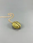 Patina Skull And Golden Brass Brain Pendant