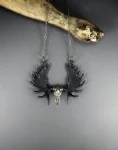 Moose Skull Pendant Necklace - White Bronze
