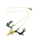 Golden Stag Skull Pendant Necklace – Brass Cntr