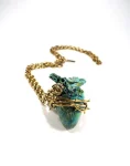 Heart of Golden Thorns Necklace Green Patina Front