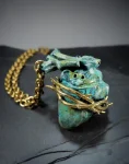Heart of Golden Thorns Necklace Green Patina Front