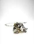 Heart of Golden Thorns Necklace in White Bronze Chained