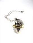 Heart of Golden Thorns Necklace in White Bronze Chained
