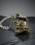 Heart of Golden Thorns Necklace in White Bronze Chained