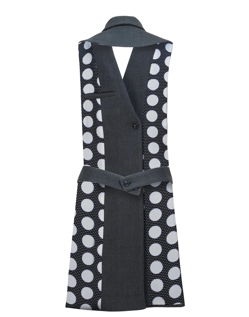 Long Bare Back Vest Jacket in Grey Rare Long Bare Back Vest Jacket in Grey