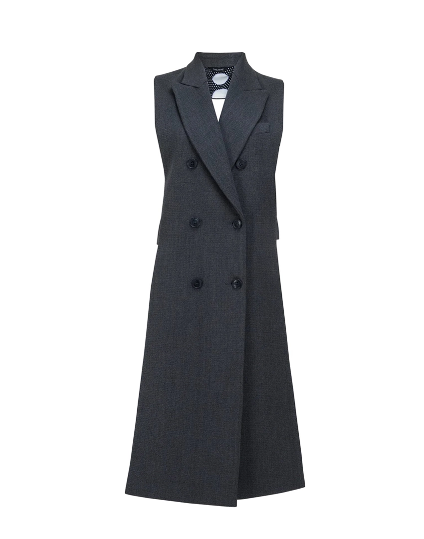 Long Bare Back Vest Jacket in Grey Long Bare-Back Vest - Grey