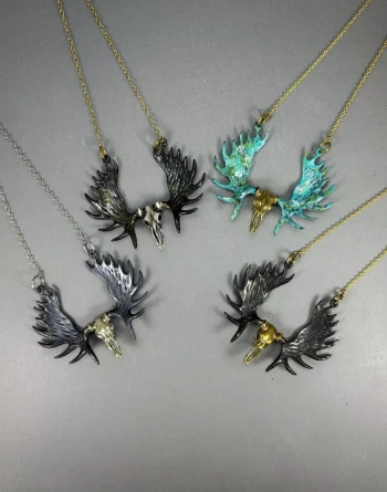 Moose Skull Pendant Necklace