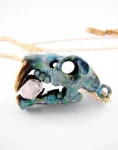 Patina Saber Tooth Skull Pendant Necklace Ctrl