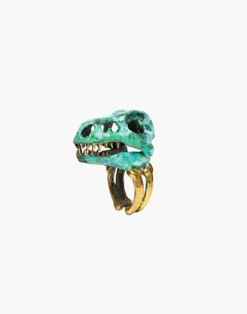 Patina T-Rex Dinosaur Skull Ring - Jurassic