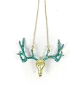 Pendant Necklace - Patina Antlers